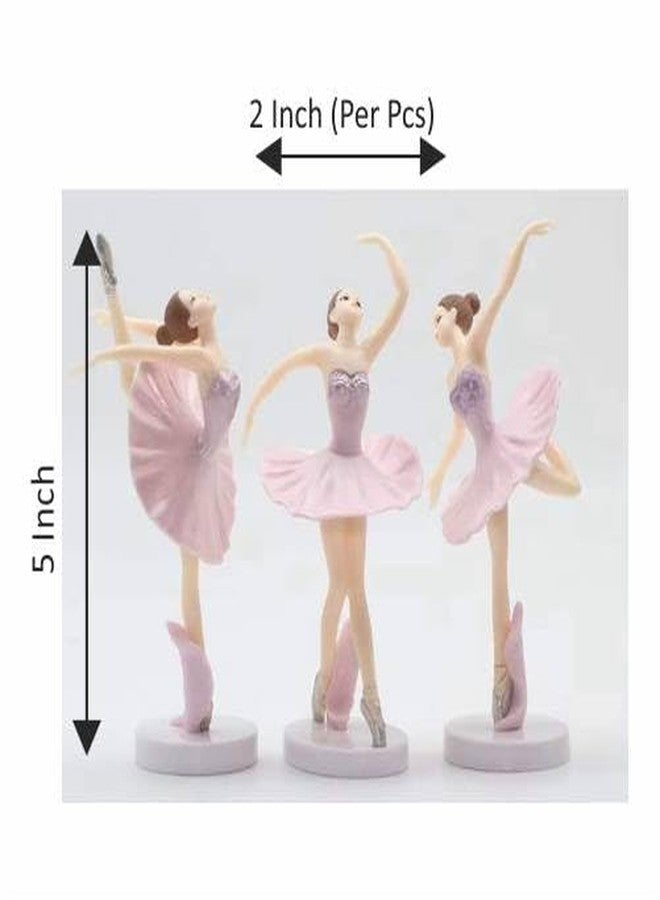 OM KRAFT Ballerina Dancer Cake Topper Set - Elegant Ballet Girl Figurines for Birthday, Wedding & Theme Cake Decoration (Set of 3, Pink) - Image 3